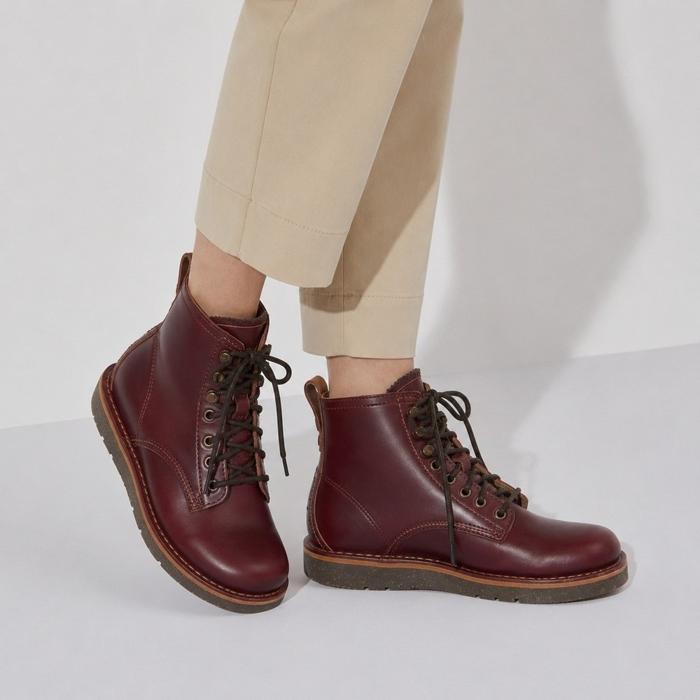 NEW Birkenstocks Burgundy Birmingham Lace Boots Roast Oiled Leather Size 41
